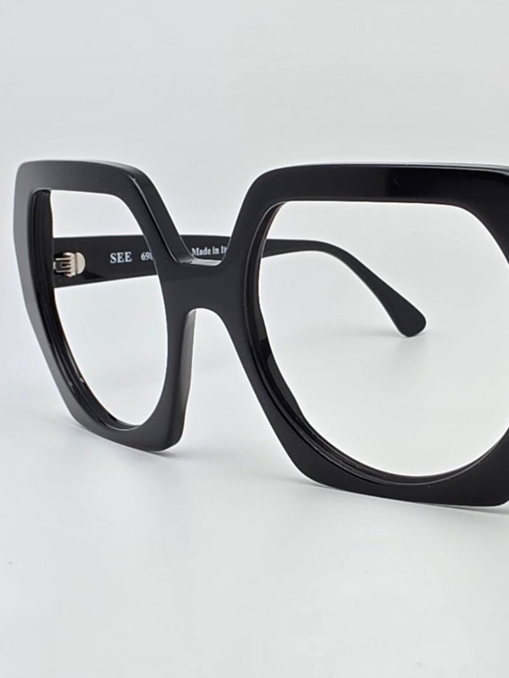 See Eyewear 6988 C1 Black Oversized Sunglasses Frame Italy 56-20-140